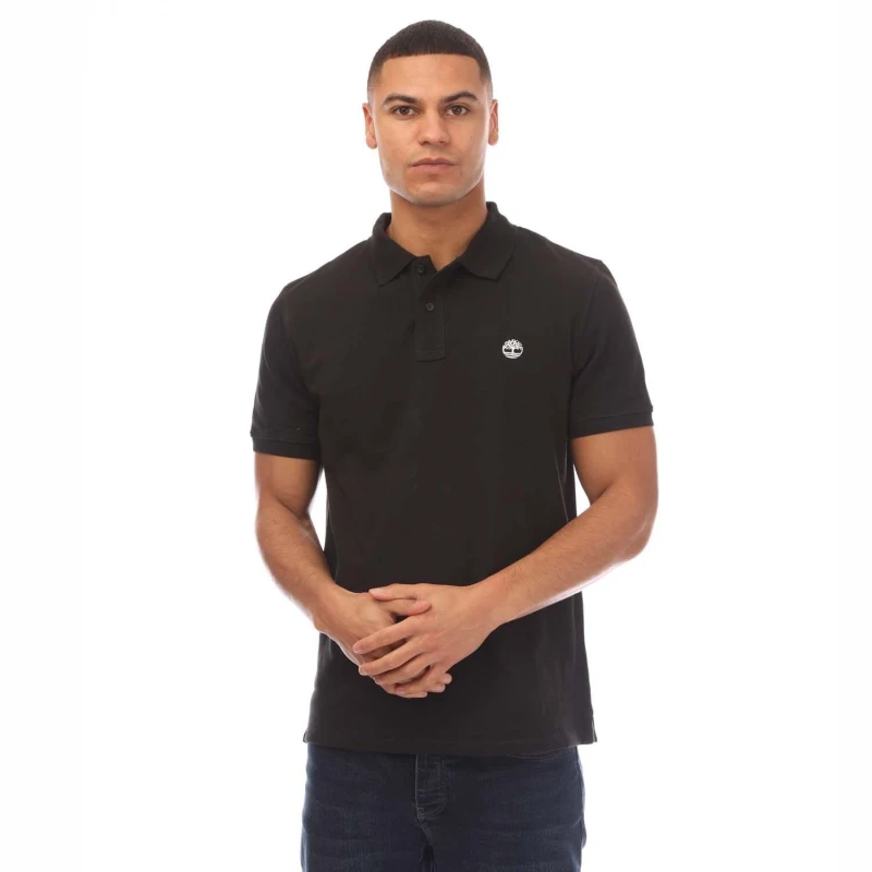 Image of Timberland Oyster River Logo Short Sleeve Polo Shirt - Black S