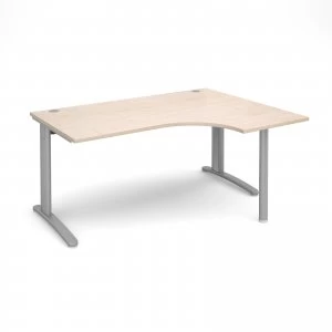 Image of TR10 Right Hand Ergonomic Desk 1600mm - Silver Frame maple Top