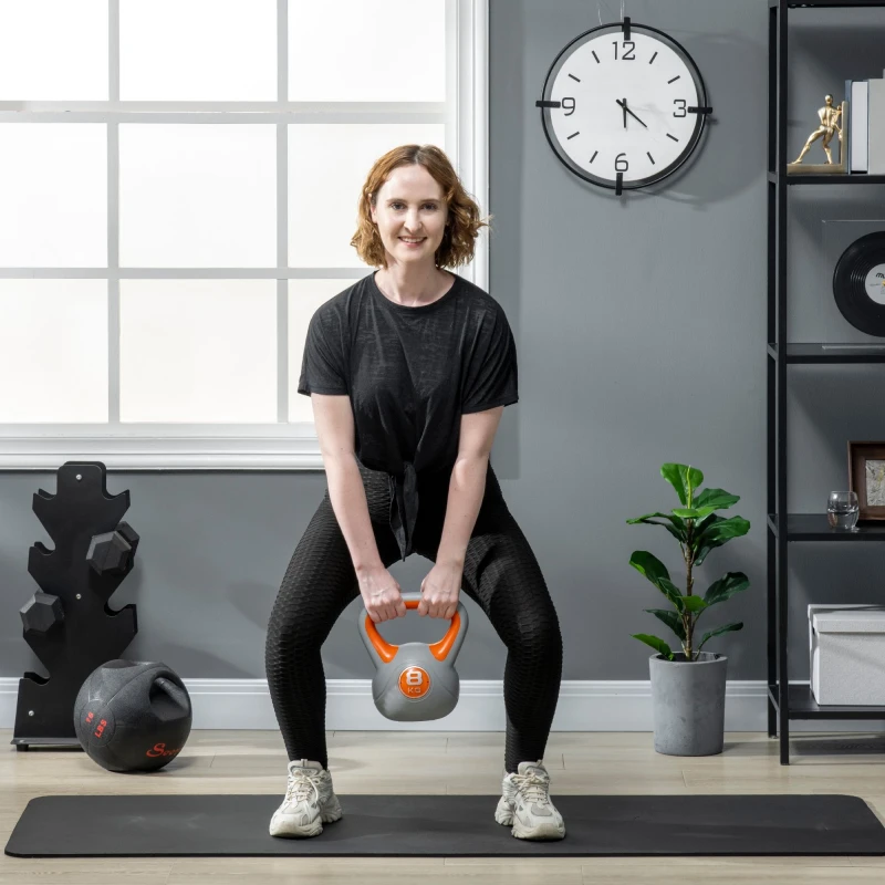 Image of SPORTNOW 8kg Kettle Bell with Handle for Home Gym, Orange and Grey, Orange A91-255V03OG