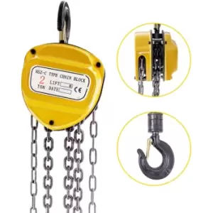 Image of Chain Hoist 4400lbs/2ton Chain Block Hoist Manual Chain Hoist 3m/10ft Block Chain Hand Chain Lifting Hoist with Hooks Chain Pulley Tackle Hoist Winch