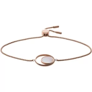 Image of Skagen Agnethe Rose-Tone Stainless Steel Mother of Pearl Chain Bracelet