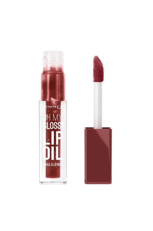 Image of Rimmel London Womens Oh My Gloss Lip Oil 4.5ml in 008 Deep Cherry 008 Deep Cherry Female 4.5ml