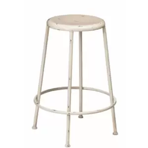 Image of Artisan Cream Metal Round Footrest Stool - Premier Housewares