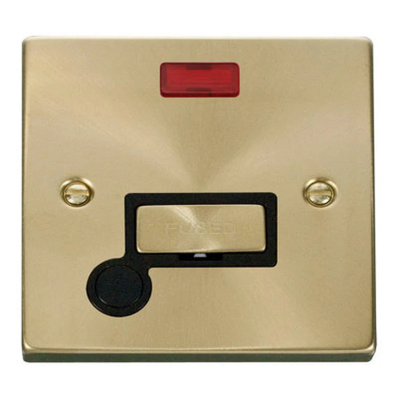Image of SE Home Satin / Brushed Brass 13A Fused Ingot Connection Unit With Neon With Flex Gold