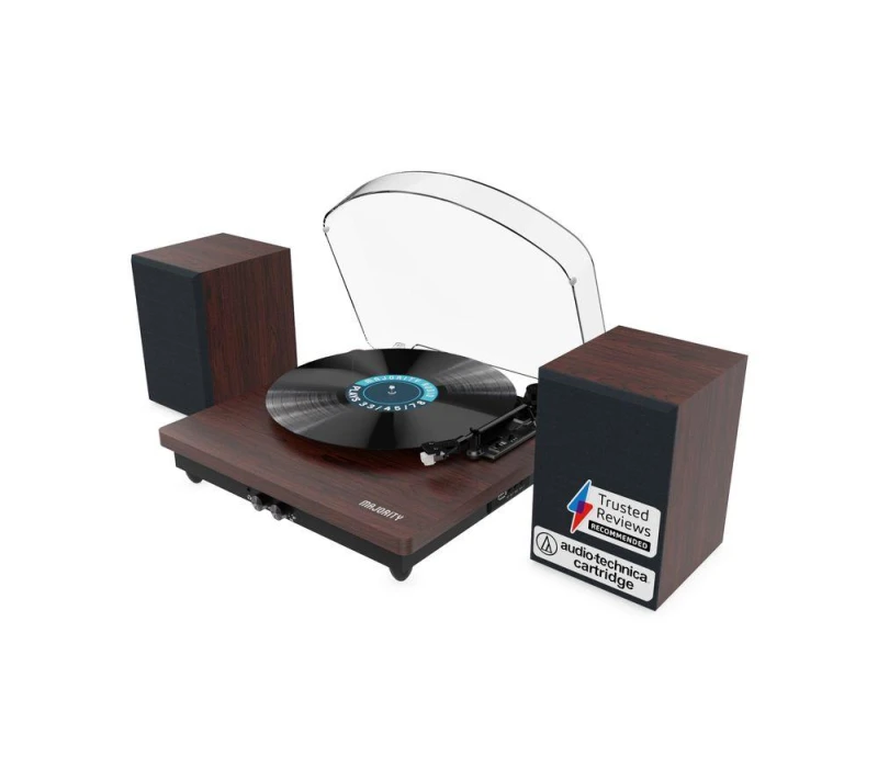 Image of Majority Moto Plus Belt Drive Bluetooth Turntable - Walnut, Brown 5056444111982