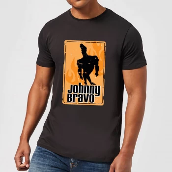 Image of Johnny Bravo Fire Mens T-Shirt - Black - 5XL