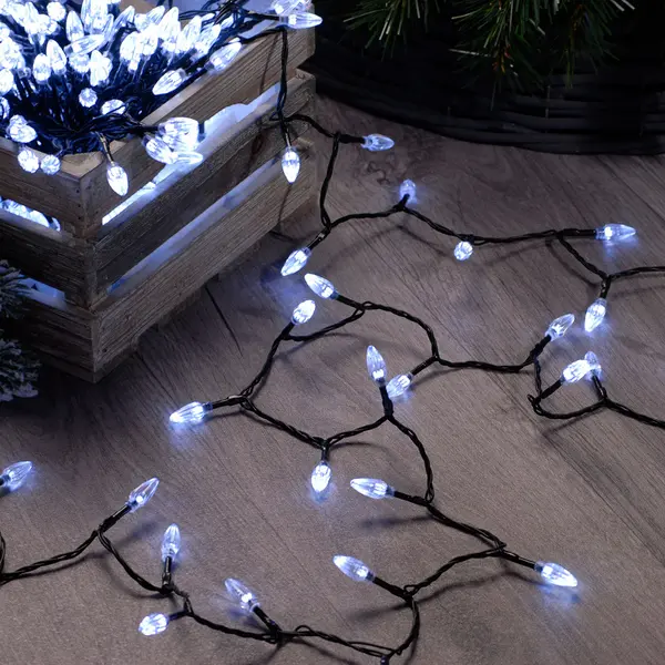 Image of Festive 11.9m Indoor & Outdoor Diamond Christmas Fairy Lights 200 White LEDs