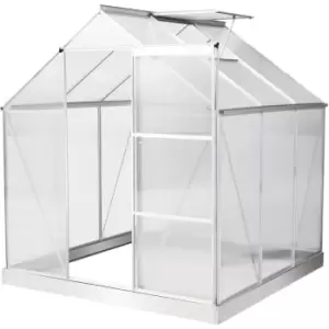 Image of Outsunny 6x6ft Walk-In Greenhouse Polycarb. Panels Aluminium Frame Sliding Door