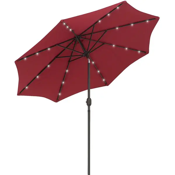 Image of Outsunny 24 LED Solar PoweParasol Umbrella Garden Tilt Outdoor String Light Red