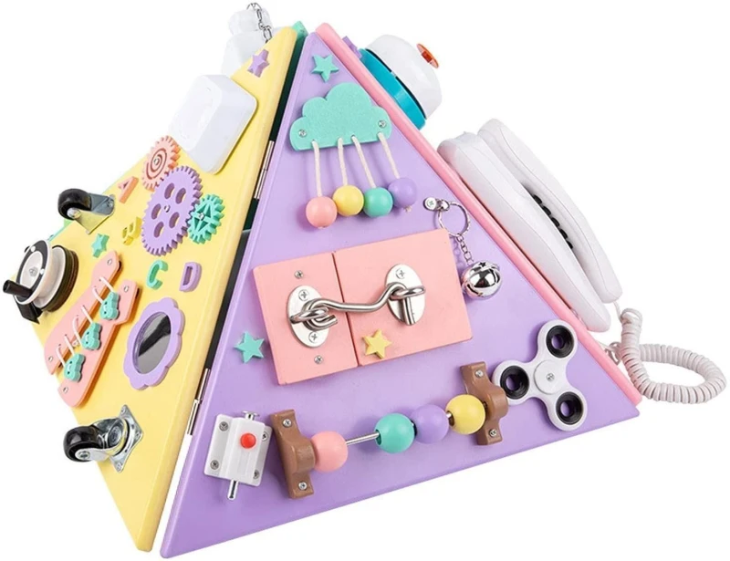 Image of Dyzi Montessori Pyramid Sensory Board: Toddlers' Motor Skills Toy Multi