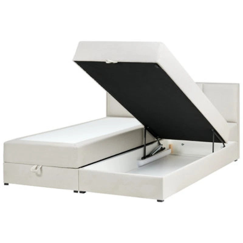 Image of Beliani Divan Bed With Storage Fabric Baronet 180 X 200 Cm (Eu Super King) Off-White