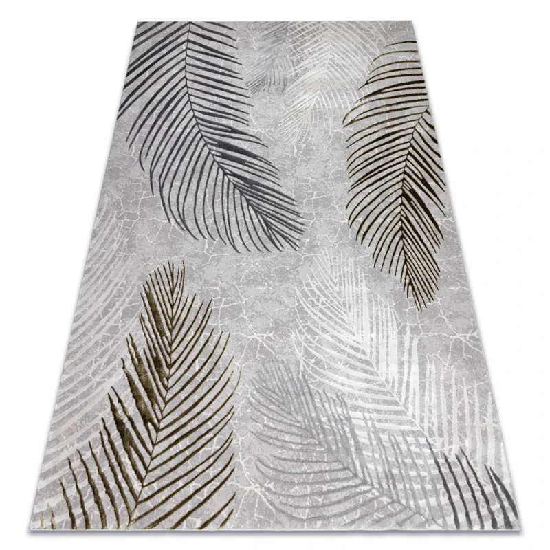 Image of RugsX Carpet Allure 8752 Palm Leaves - Structural, Stylish, Glamour Grey / Gold 140X190 Cm