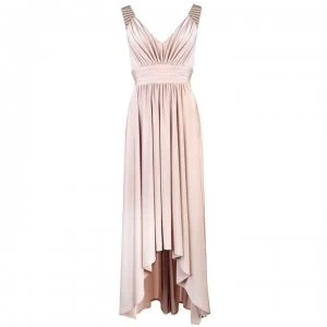 Image of Biba Womens Embellished Dipped Hem Maxi Dress - Champagne
