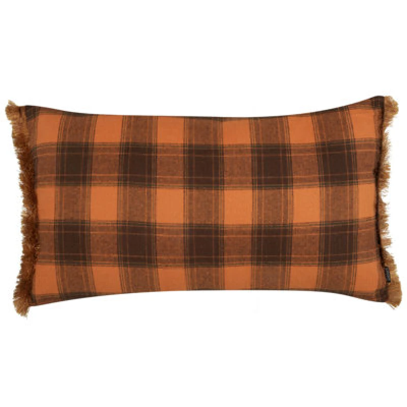 Image of Beliani Throw Cushion Barja 40 X 70 Cm Orange Checked