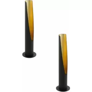 Image of 2 pack Table Lamp Circluar Black Outer & Gold Inner Base GU10 1x5W Included