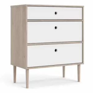 Image of Rome Chest 3 Drawers In Jackson Hickory Oak Effect With Matt White