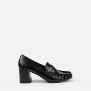 Image of Missguided Crock Patent Heeled Moccasins - Black