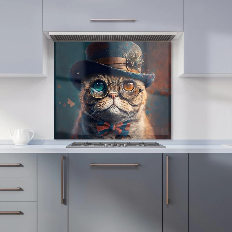 Image of Warren Reed - Designer Scottish Fold Cat Kitchen Splashback Size: 700mm x 750mm Multicolor Unisex 700mm x 750mm
