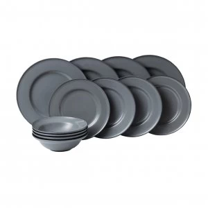 Image of Royal Doulton Union Street Grey 12 Piece Dinner Set Grey