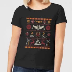 Image of Harry Potter Knit Womens Christmas T-Shirt - Black