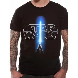 Image of Star Wars - Logo And Saber Mens Medium T-Shirt - Black
