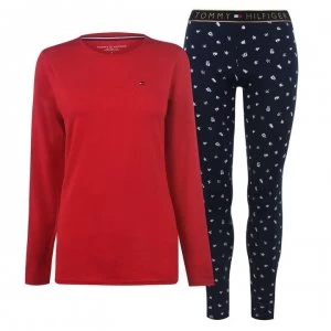 Image of Tommy Bodywear Long Sleeve Gold Band Pyjama Set - TangoRd/Navy