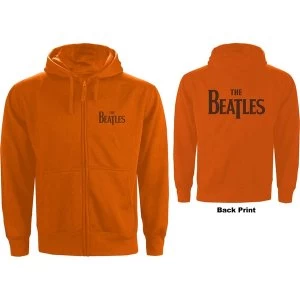 Image of The Beatles - Drop T Logo Mens X-Large Zipped Hoodie - Orange