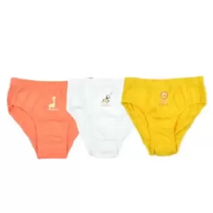 Image of Tom Franks Boys T-Boys Animal Monster Briefs (Pack Of 3) (2-3 Years) (Orange/White/Yellow)