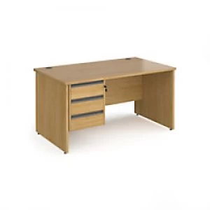 Image of Dams International Straight Desk with Oak Coloured MFC Top and Graphite Frame Panel Legs and 3 Lockable Drawer Pedestal Contract 25 1400 x 800 x 725mm
