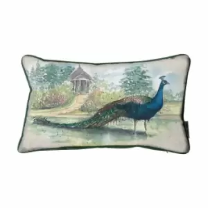 Image of Crossland Grove Peacock Watercolour Cushion 300x500mm