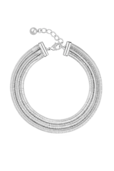 Image of Recycled Sterling Silver Plated Multi Row Snake Chain Bracelet - Gift Pouch