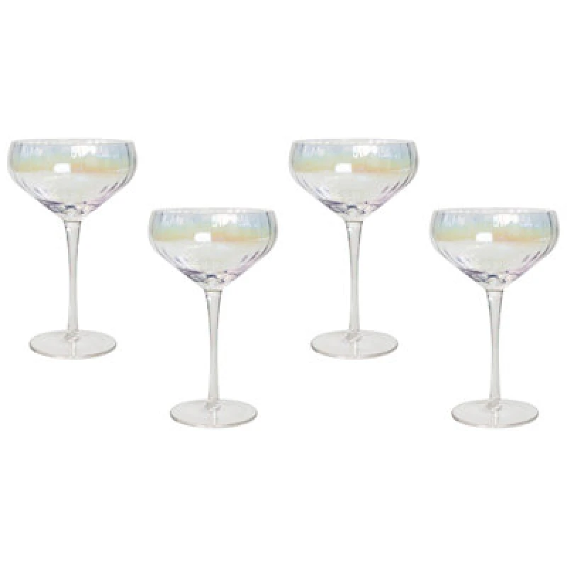 Image of Beliani Set Of 4 Champagne Saucers Morganite 300 Ml Transparent