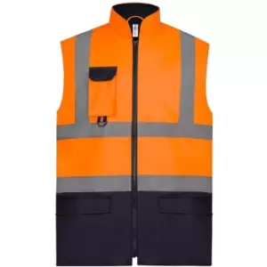 Image of Yoko Adults Unisex Two Tone Bodywarmer (S) (Orange/Navy) - Orange/Navy