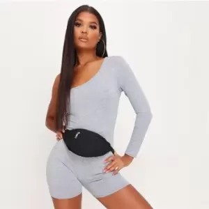 Image of I Saw It First Rib One Shoulder Unitard - Grey