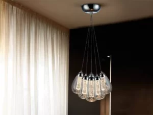 Image of Taccia Integrated LED Crystal Cluster Drop Ceiling Pendant Chrome