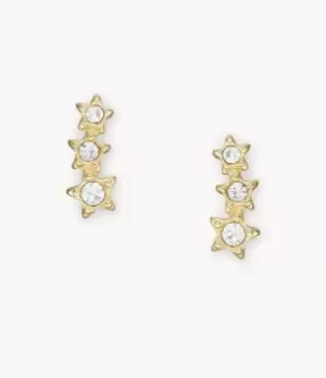 Image of Fossil Women Sadie Under the Stars Gold-Tone Stainless Steel Climber Earrings