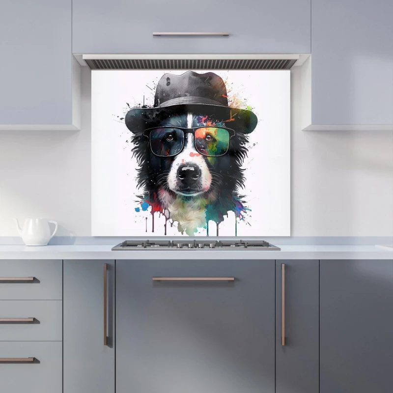 Image of Warren Reed - Designer Border Collie Dog Splashart Kitchen Splashback Size: 600mm x 650mm Multicolor Unisex 600mm x 650mm