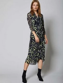 Image of Mint Velvet Charlotte Print Wrap Midi Jersey Dress - Black