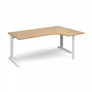 Image of TR10 Right Hand Ergonomic Desk 1800mm - White Frame Oak Top