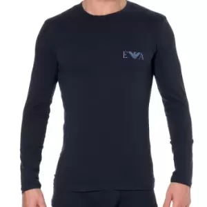 Image of Emporio Armani Bold Monogram Cotton Long Sleeve T-Shirt - Navy S