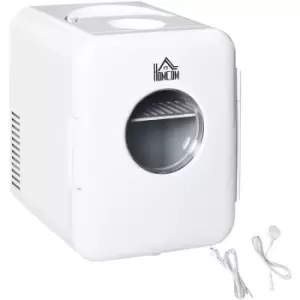 Image of Homcom - 4L Mini Fridge, AC+DC Portable Cooler & Warmer for Home or Car, White