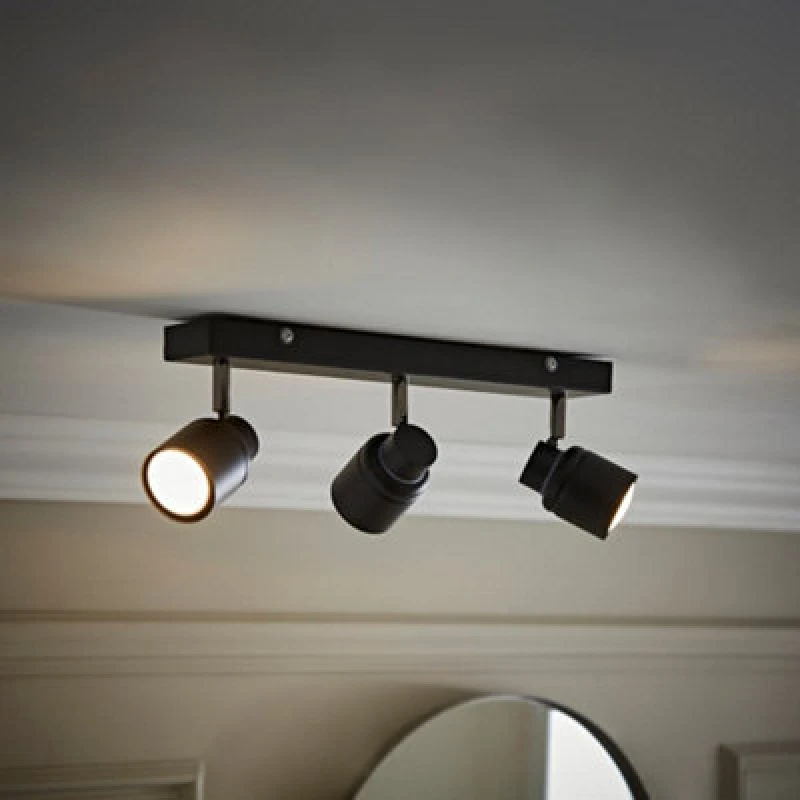 Image of ValueLights ValueLights Benton Adjustable Spotlight IP44 Rated Bathroom 3 Bar Ceiling Light in Black One Size Unisex 5016529263128