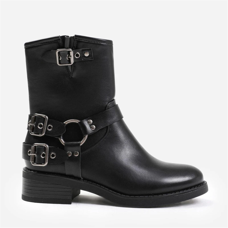 Image of Where's That From 'Micah' Ankle Boot With Buckle Detailing Black female