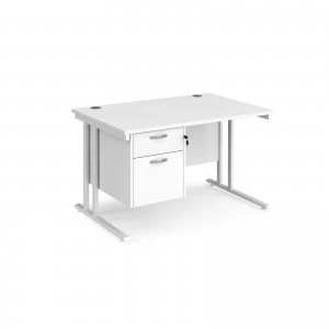 Image of Maestro 25 WL Straight Desk With 2 Drawer Pedestal 1200mm - White cant