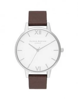 Image of Olivia Burton Shoreditch White Dial Black Leather Strap Unisex Watch