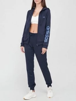 Image of adidas Linear French Terry Tracksuit - Navy, Size XL, Women