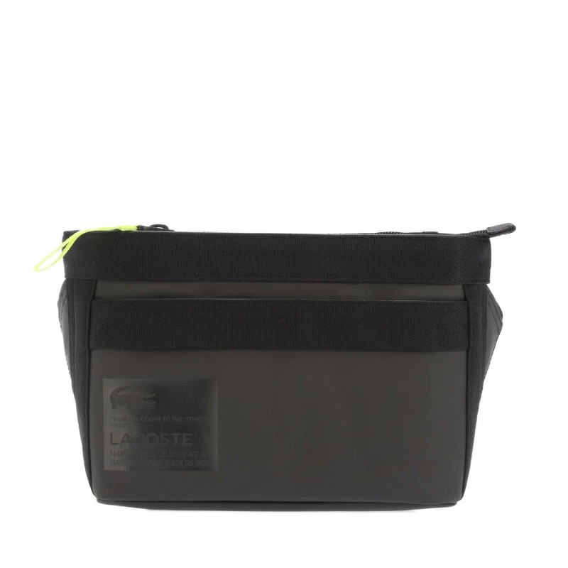 Image of Lacoste Signature Print Water-Repellent Reporter Bag - Black One Size