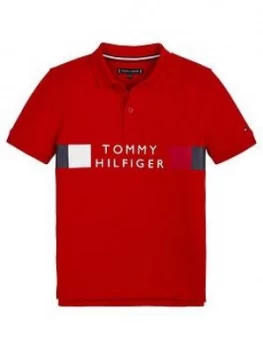 Image of Tommy Hilfiger Boys Short Sleeve Global Stripe Polo - Red