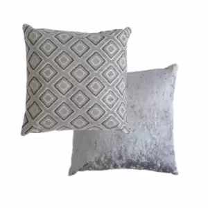 Image of Emma Barclay Pisa Geometric Jacquard Cushion (Pair) Cover In Silver