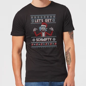 Image of Rick and Morty Lets Get Schwifty Mens Christmas T-Shirt - Black - 5XL